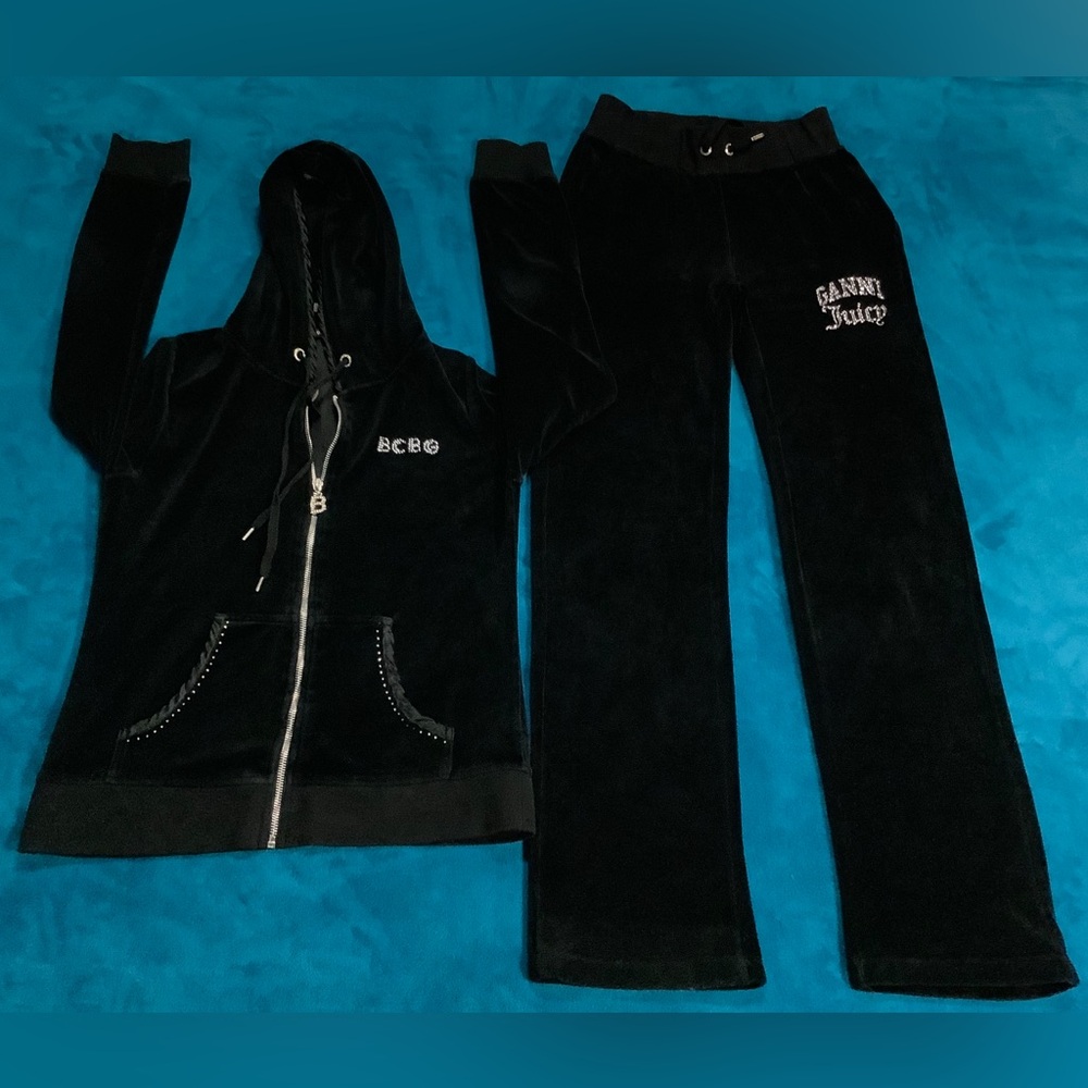 Juicy Couture GANNI velour pants 24 x 29 BCBG Maxazria zip up hoodie tracksuit